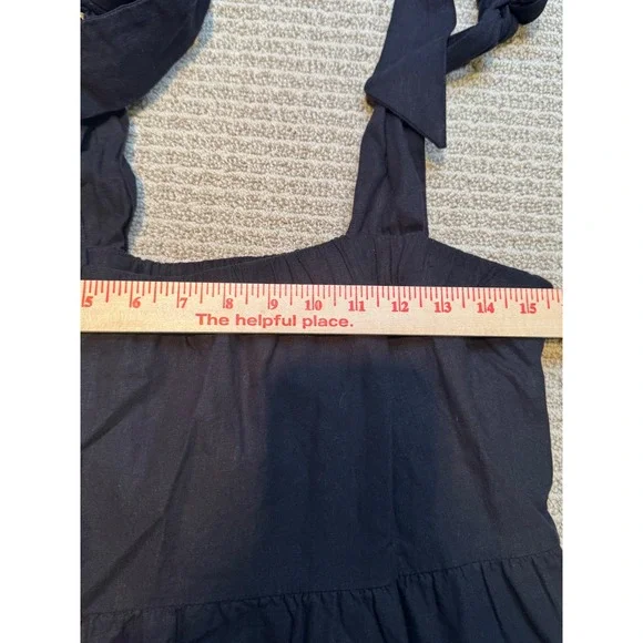 Show Me Your Mumu Black Tiered Maxi Dress Tie Shoulder Smocked Bodice Medium - Picture 9 of 10